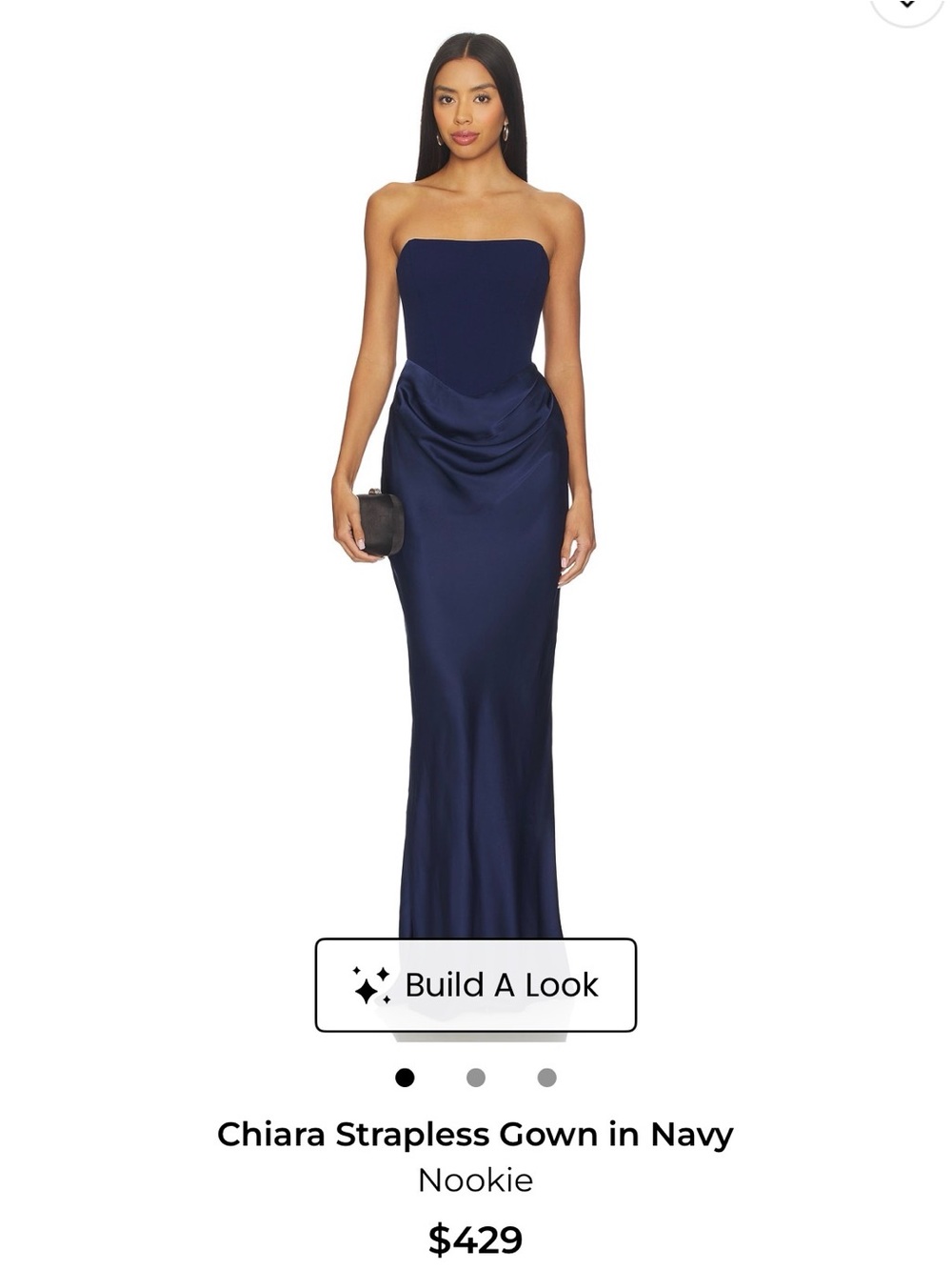 Nookie Navy Strapless Satin Gown